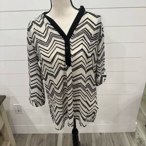 Takara Black and White Zigzag Blouse